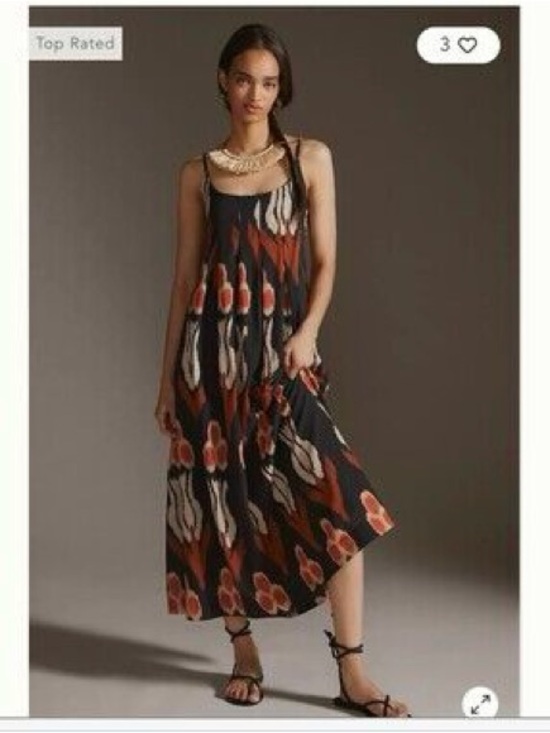 Anthropologie Dresses & Skirts - Anthropologie Black Maxi Dress with Rust and Cream Floral Motif